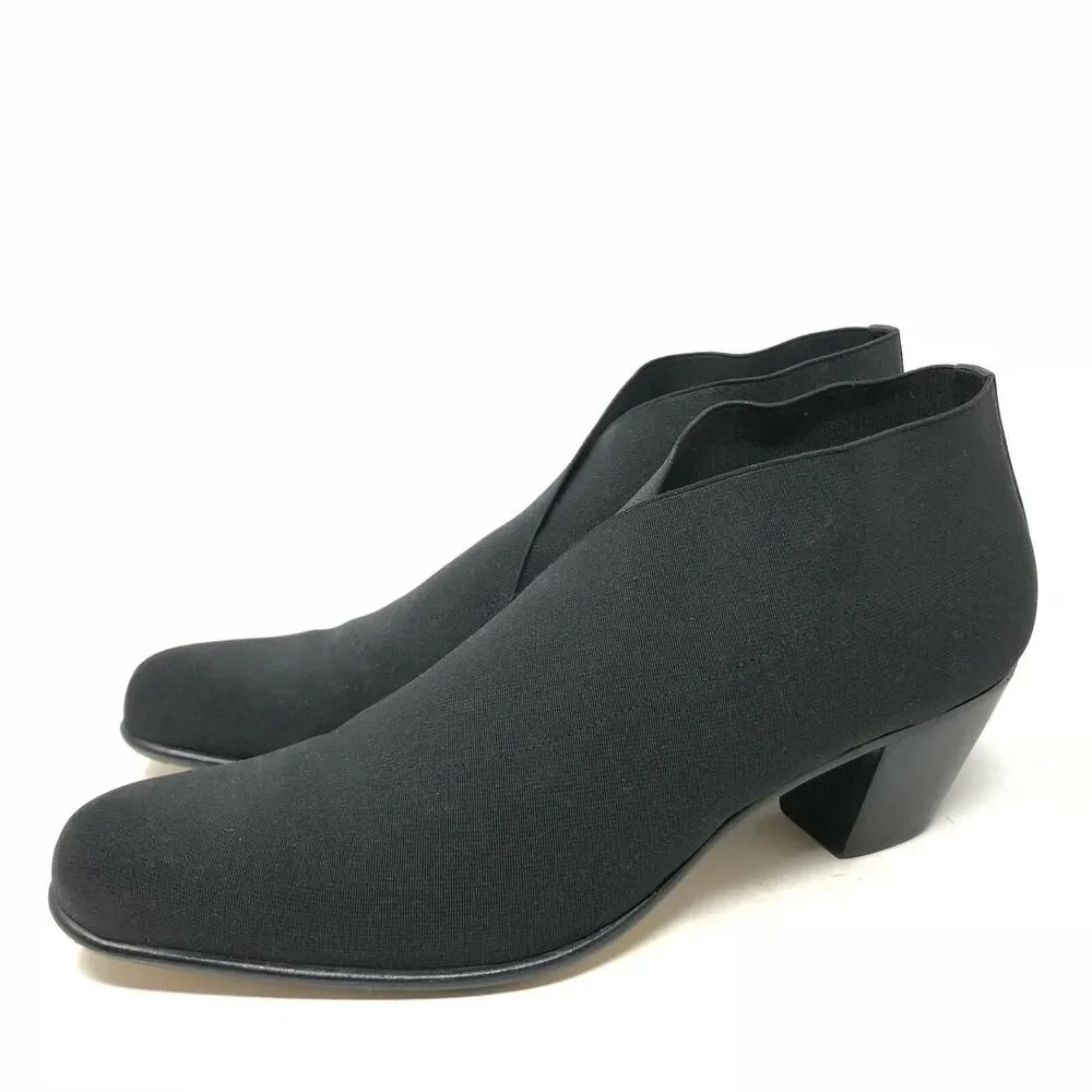 Walter Steiger Boots Womens 8.5 AA Black Fabric Heel Career Dress‎ Ankle Bootie